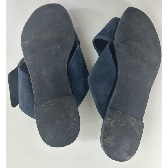 Tory Burch Grant Suede Sandal Open Toe Criss Cross Slides Midnight Blue 7.5 M - Picture 8 of 16